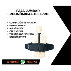 STEEL PRO - FAJA LUMBAR ERGONÓMICA STEELPRO