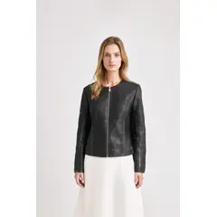 VELEZ - Vélez Casaca De Cuero Tejido Para Mujer Woven Negro