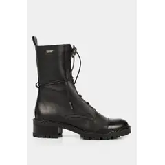 Velez - Vélez Botines Militar Cuero Mujer Cordones Negro