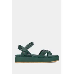 VELEZ - Vélez Sandalias Plataforma Palau Cuero Mujer Taches Verde
