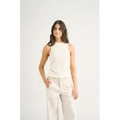 VELEZ - Vélez Top Tank Tejido Rectilíneo Para Mujer Manga Sisa Crema