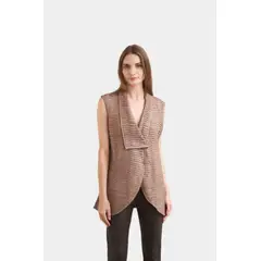 Velez - Vélez Chaleco Kalahari De Cuero Mujer Silueta Recta Canela