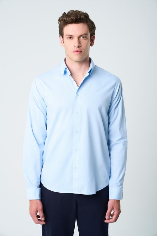 Vélez Camisa En Popelina Para Hombre Semifitted Azul Claro