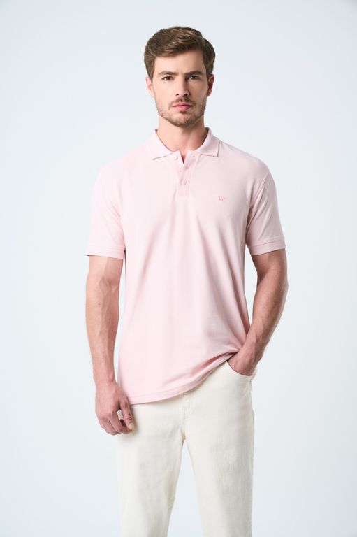 Vélez Polo Para Hombre Semi Fit Detalle Jacquard Rosado