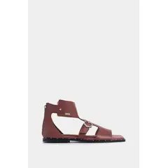 VELEZ - Vélez Sandalias Plana Lisha Cuero Mujer Taches Vinotinto