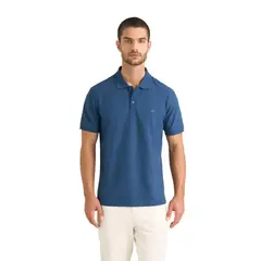 VELEZ - Vélez Polo Para Hombre Semi Fit Detalle Jacquard Azul Oscuro