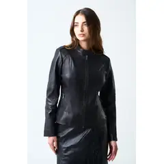 VELEZ - Vélez Casaca Rider De Cuero Para Mujer Fit Slim Negro