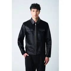 VELEZ - Vélez Casaca Lyra De Cuero Pelo Hombre Silueta Trucker Negro