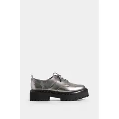 VELEZ - Vélez Zapatos Cordón Thalia Cuero Tipo Mujer Taches Plata