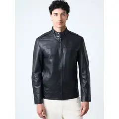 VELEZ - Vélez Casaca Bosa De Cuero Hombre Fit Semi Holgado Negro