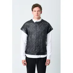 VELEZ - Vélez Camisilla Orión De Cuero Para Hombre Tejida Negro