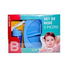 BASA - Vajilla Bebe termica Pdivision+Vaso+Cubierto Celest