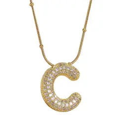 GENERICO - Collar Inicial Brillo chunky letra C mujer