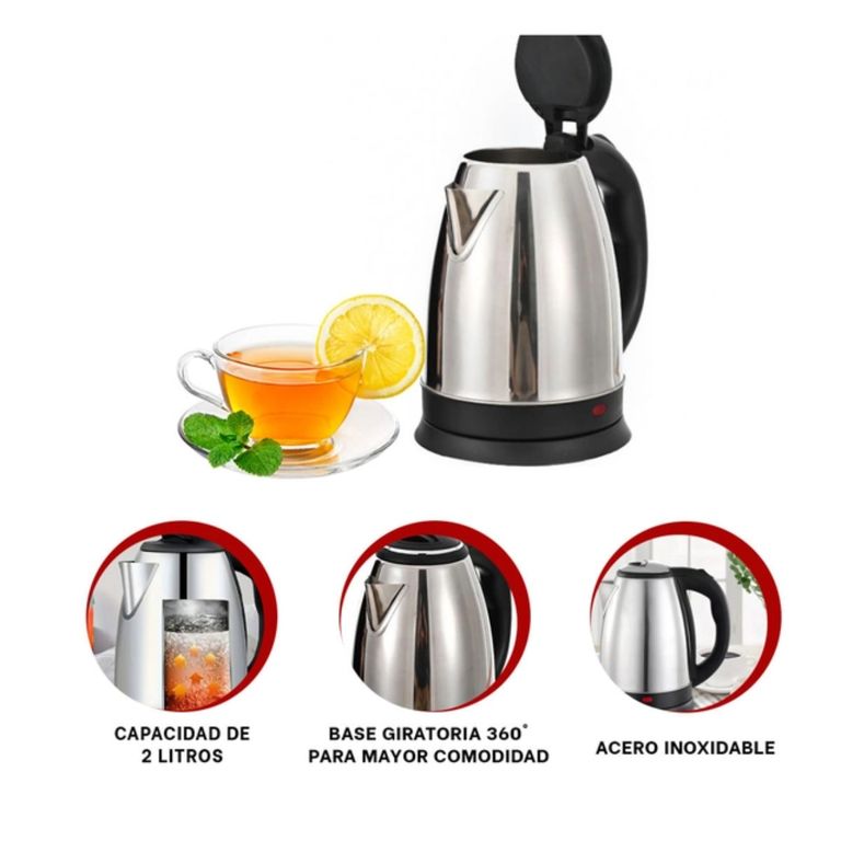 Hervidor de 2L Acero Inoxidable, Rápido y Seguro