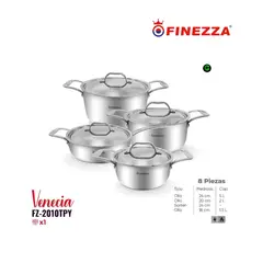 FINEZZA - Set de ollas de Acero Inoxidable de 8 Pzs. FZ-2010TPY