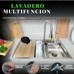 FRATELLI - LAVADERO MULTIFUNCIONAL  DE ACERO INOX SATINADO DLX-7546S