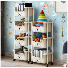 GENERICO - Organizador de Juguetes Carrito Multiusos con Ruedas 4 Niveles Ajustable