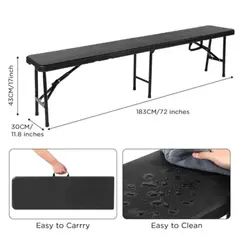 NORTHWEST - Banca Plegable Rectangular 43X28X182cm Negro
