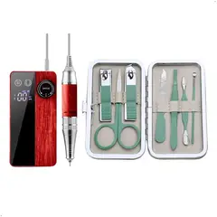 GENERICO - Pulidor Uñas Inalambrica + Set de Manicura Acero 7 Piezas