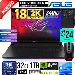 ASUS - LAPTOP ROG SCAR 18 G835LW-SA152W 18" Ultra 9 275HX 32GB 1TB RTX 508016GB W11