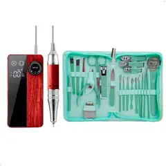 GENERICO - Pulidor Uñas Inalambrica + Set de Manicura Acero 22 Piezas