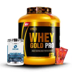 LEVEL PRO - Whey Gold Pro 3kg Cookies+Creatina Yava Labs 300Gr+2 Diabolus
