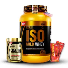 LEVEL PRO - Iso Gold Whey de 1kg Cookies+Creatina 500Gr+2 Diabolus