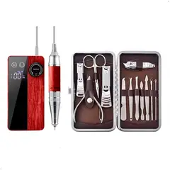 GENERICO - Pulidor Uñas Inalambrica + Set de Manicura Acero 12 Piezas