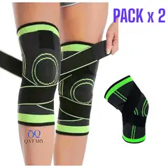 OEM - PACK 2 Rodillera Deportiva Ajustable Elastica Unisex Flexible Verde