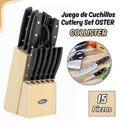 OSTER - Set de Cuchillos Collister de 15 piezas - Blanco