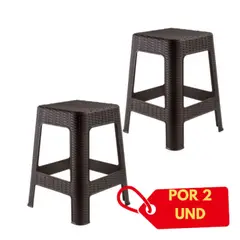 GENERICO - Banco Tabarua X2 unidadess Modelo Tipo Ratán Plástico Color Marrón