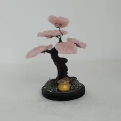 GENERICO - ARBOLITO DE LA FELICIDAD BONSAI MEDIANO ROSA SUEVE CON PIEDRAS DE CUARZO