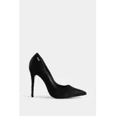 VELEZ - Vélez Tacones Cerrados Cuero Pelo Mujer Silueta Punta Negro