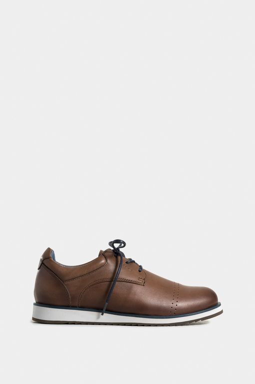 Vélez Zapatos Cordón Piero Cuero Hombre Suela Deport Café
