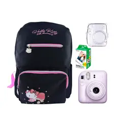 FUJIFILM - Camara Mini 12 Lila+Estuche +Pelix20+Mochi Hello Kitty
