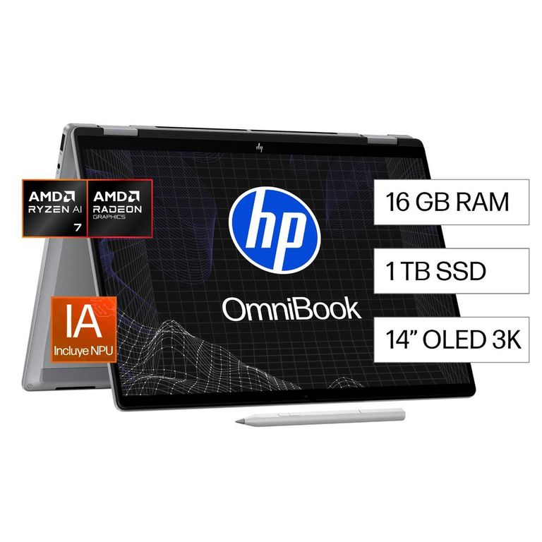 Laptop OmniBook 14-fk0072la AMD Ryzen AI 7-350 16GB 1TB