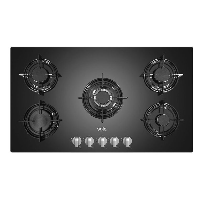 Cocina Empotrable a Gas 5 Hornillas Negro SOLCO033