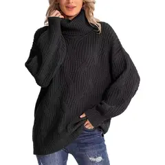 TIOZONEY - Sweater Cuello de Cuello Alto Mujer