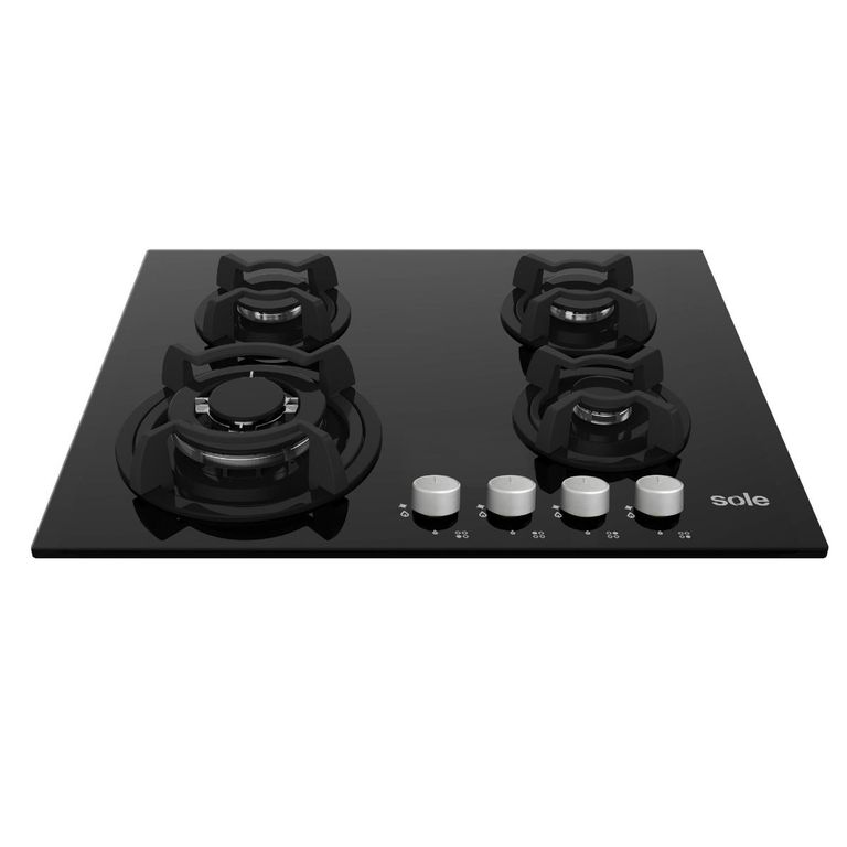 Cocina Empotrable A Gas 4 Hornillas 60Cm Negro SOLCO034
