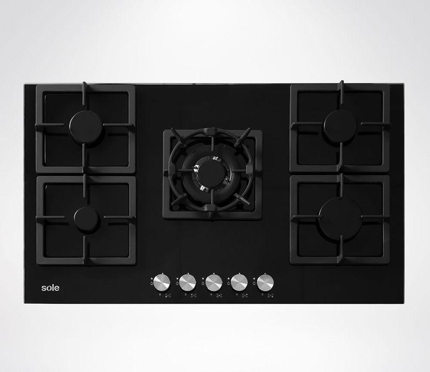 Cocina Encimera 86cm Vidrio Templado 86cm Negra SOLCO041