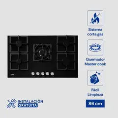 Sole - Cocina Encimera 86cm Vidrio Templado 86cm Negra SOLCO041