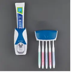 GENERICO - Porta Cepillos y Dispensador de Pasta Dental 2 en 1 color Azul
