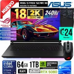 ASUS - LAPTOP ROG Strix SCAR 18 G835LW-SA152W 18´2.5K Ultra 9 275HX 64GB 1TB RTX 5080 16GB W11 Home