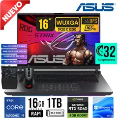 ASUS - Laptop ROG STRIX G16 G615JMR-RV017W 16´ 165Hz i9-14900HX 14VA RAM 16GB SSD 1TB RTX 5060 8GB W11