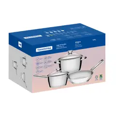 TRAMONTINA - Juego de Ollas Allegra de Acero Inoxidable 5 Piezas