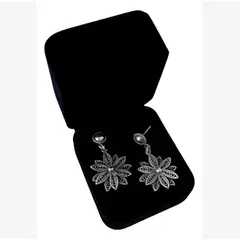 GENERICO - Aretes Mujer Filigrana Flor Regalo Novia Mamá Plata Quemada 950