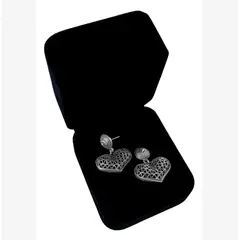GENERICO - Aretes Mujer Filigrana Corazón Regalo Novia Mamá Plata quemada 950