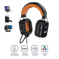 TRANYOO - Audífonos Gamer con Luz LED RGB Micrófono para PC PS4 Laptop Xbox