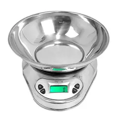 GENERICO - BALANZA DIGITAL DE COCINA CON BOWL 5KG ACERO INOXIDABLE