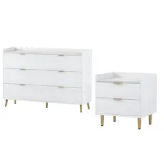 GENERICO - Combo Velador + Cómoda Emery- Vaquita Home